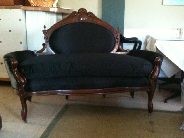 John Jeliff sofa, 1860, black italian silk.